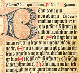 Mainz Psalter, example of indentation in books